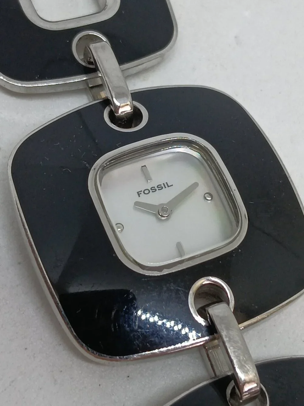 Fossil ES-1728 Women's 31mm Square S/Steel Acetate Inlay MOP Dial Quartz Watch